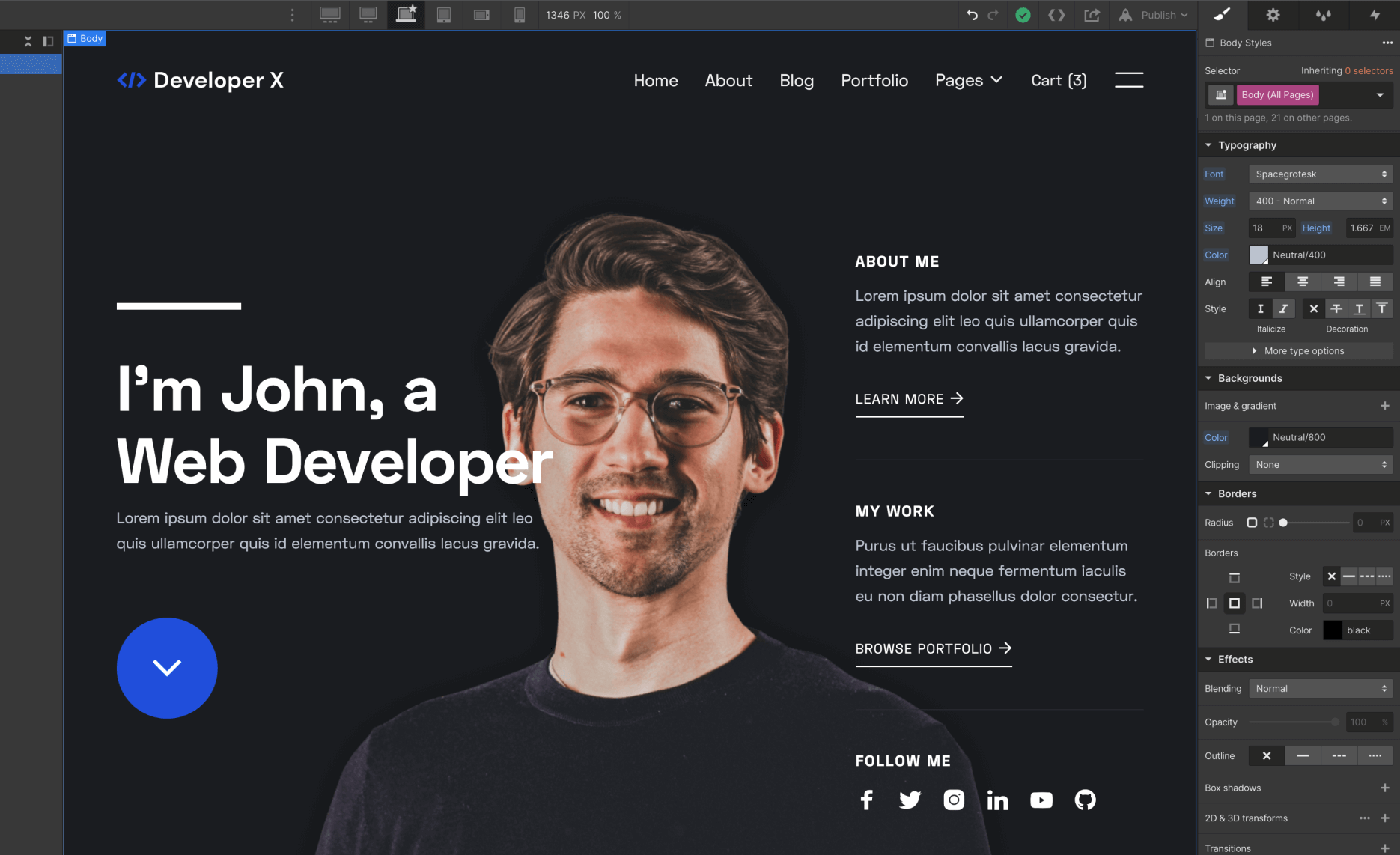 Typography - Dev X Webflow Template